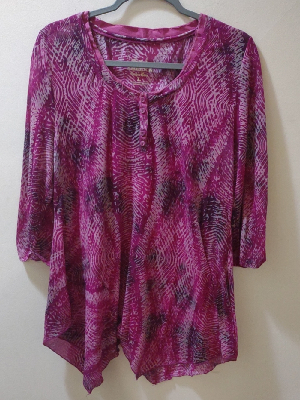 Nine West Vintage America Women's Fuchsia Patterned Blouse